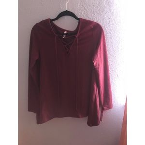 Burgundy Long Sleeve Top